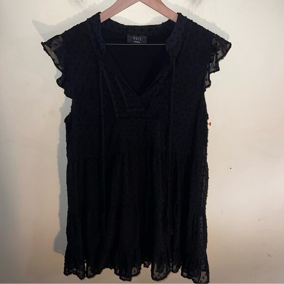 VICI black textured whimisgoth mini dress with tassels M - Picture 5 of 6